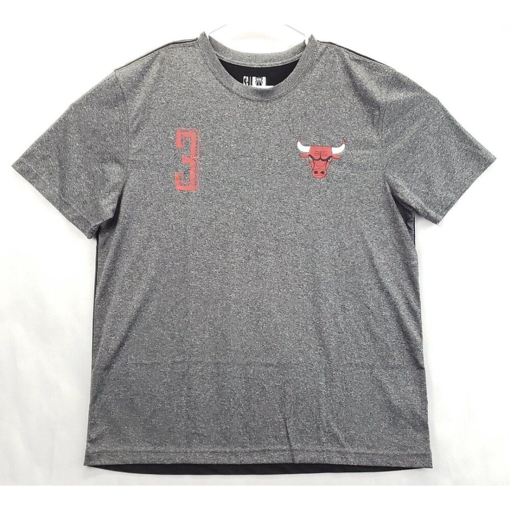 U Brand Chicago Bulls Dwyane Wade #3 Shirt Mens XL Gray Black Pullover